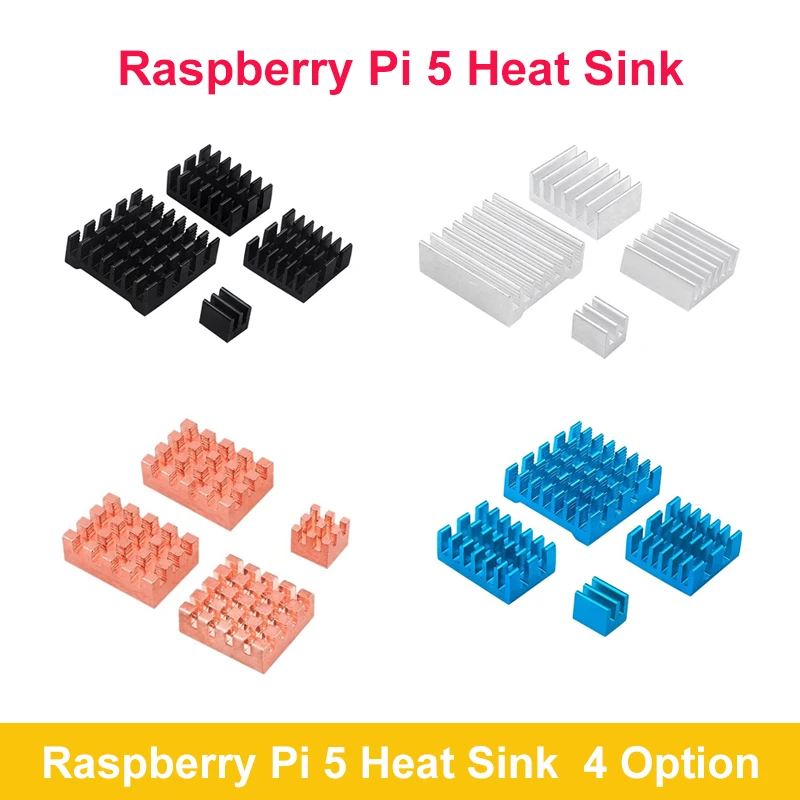 Raspberry Pi 5 Heatsink Aluminum Copper Heat Sink Radiators With Self-Adhesive for Raspberry Pi 5