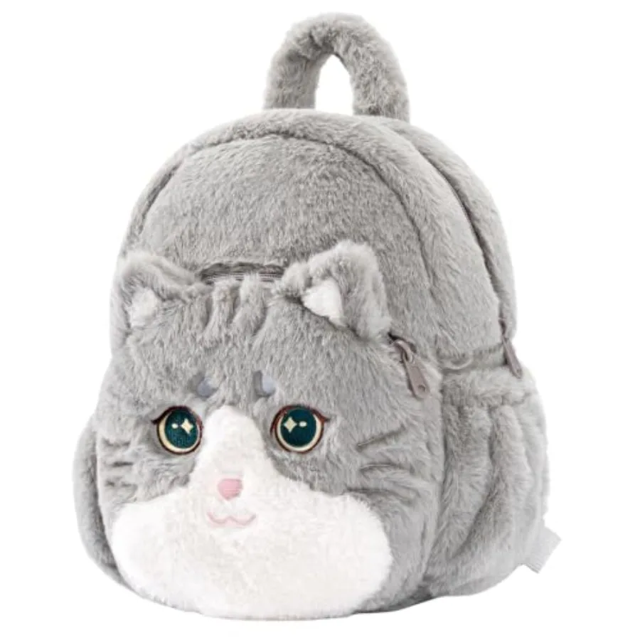 Adorable Cat - Shaped Plush Backpack for and Teens Soft, Cuddly and Functional School and Travel Companion 11Inch 11 Inch Soft