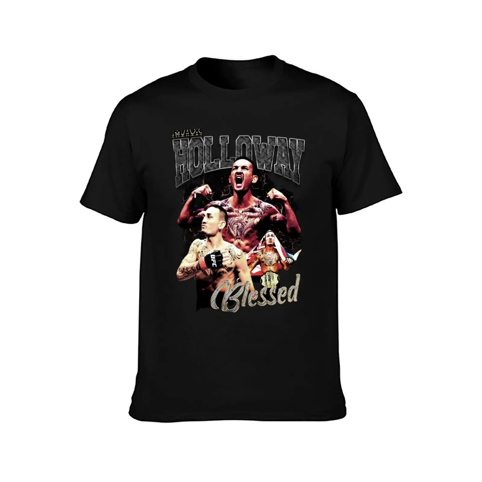 Max Holloway T-Shirt, Summer Casual Cotton Tee, Oversized Streetwear Tops, Vintage Graphic Print, Loose Fit Short Sleeve