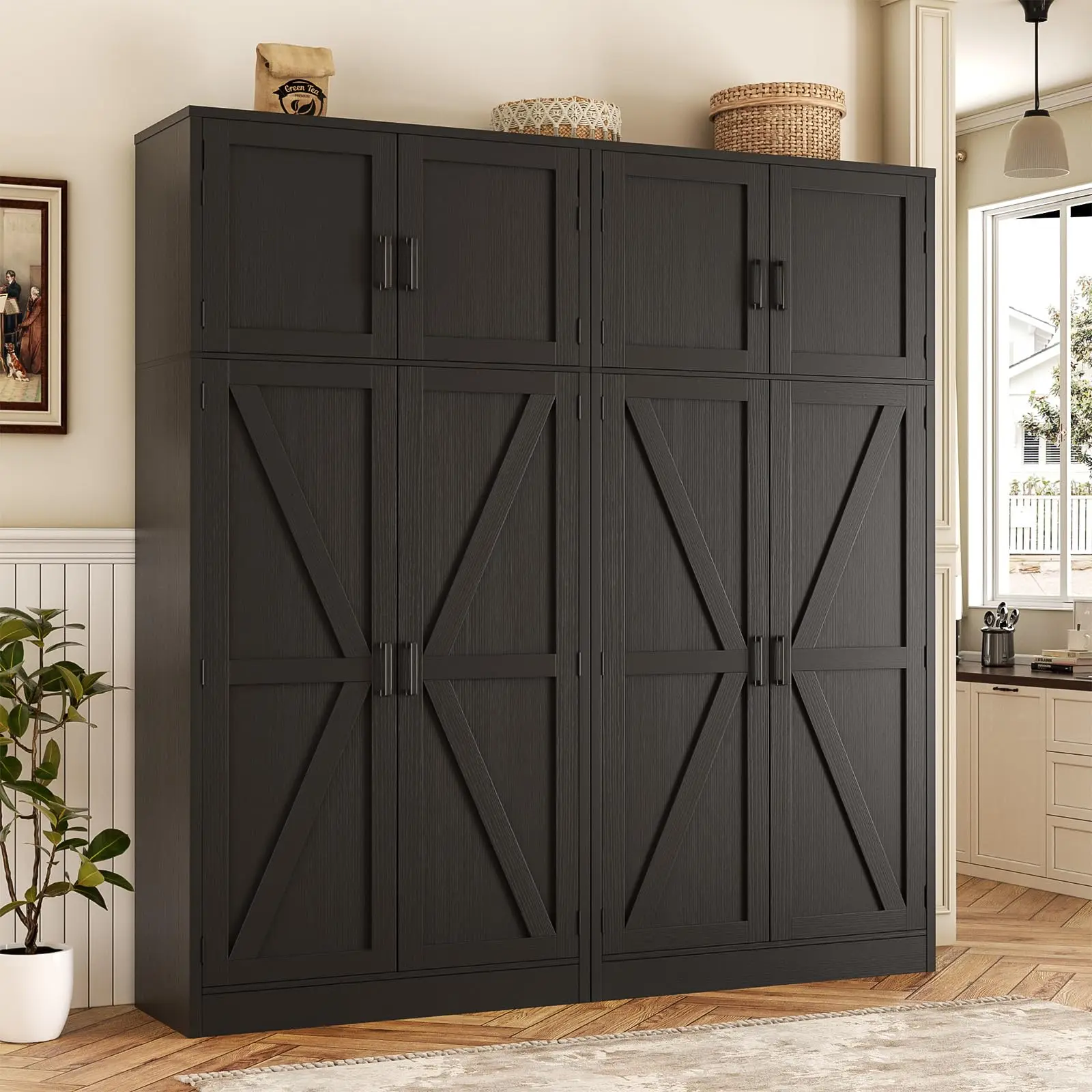 71” Kitchen Pantry Storage Cabinet with Adjustable Shelves, 2 Pack