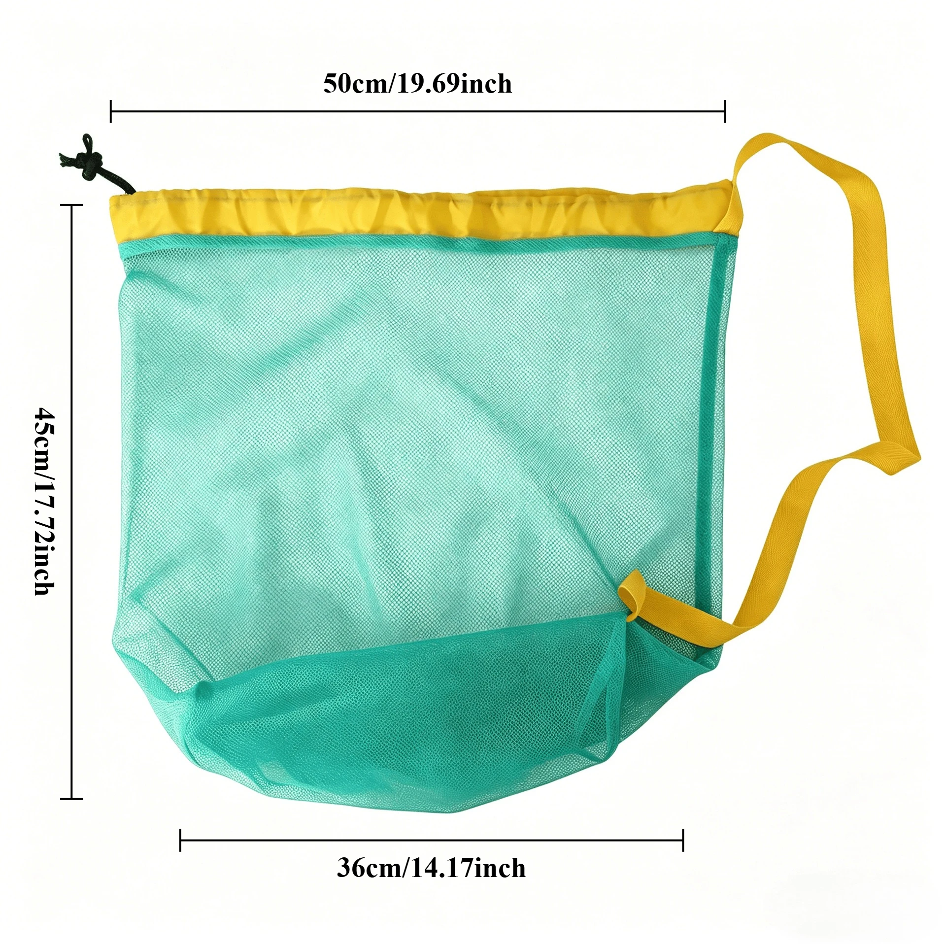 Large Mesh Drawstring Beach Bag Capacity Swimming Gym Toy Storage Quick Dry Net Backpack Portable Travel Sand Away Tote view 6