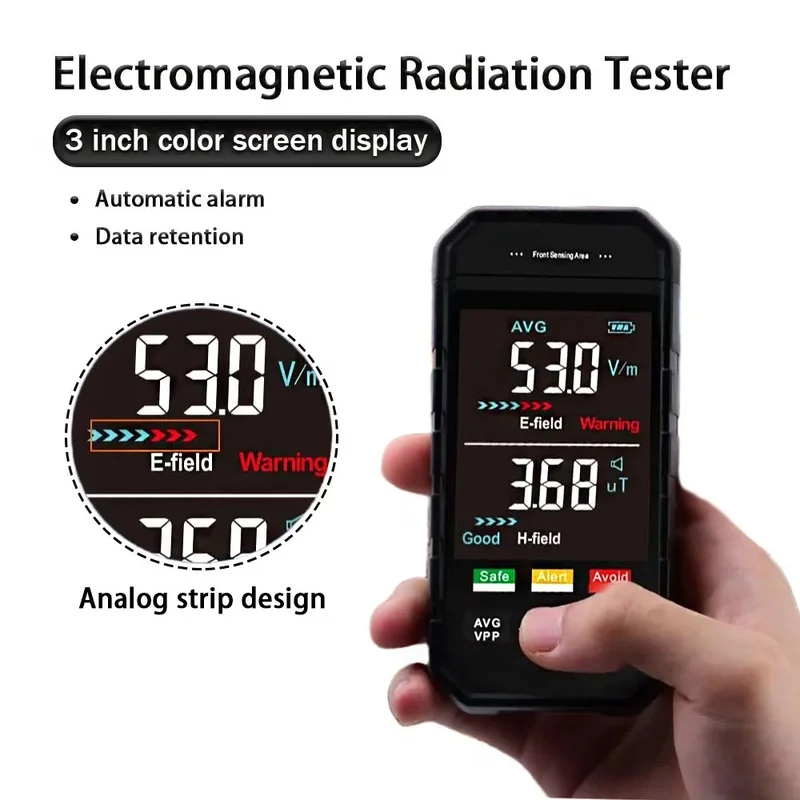 

Color LCD Electromagnetic Radiation Tester Data Hold Electromagnetic Field Detector for Mobile Phone TV Radiation Detection