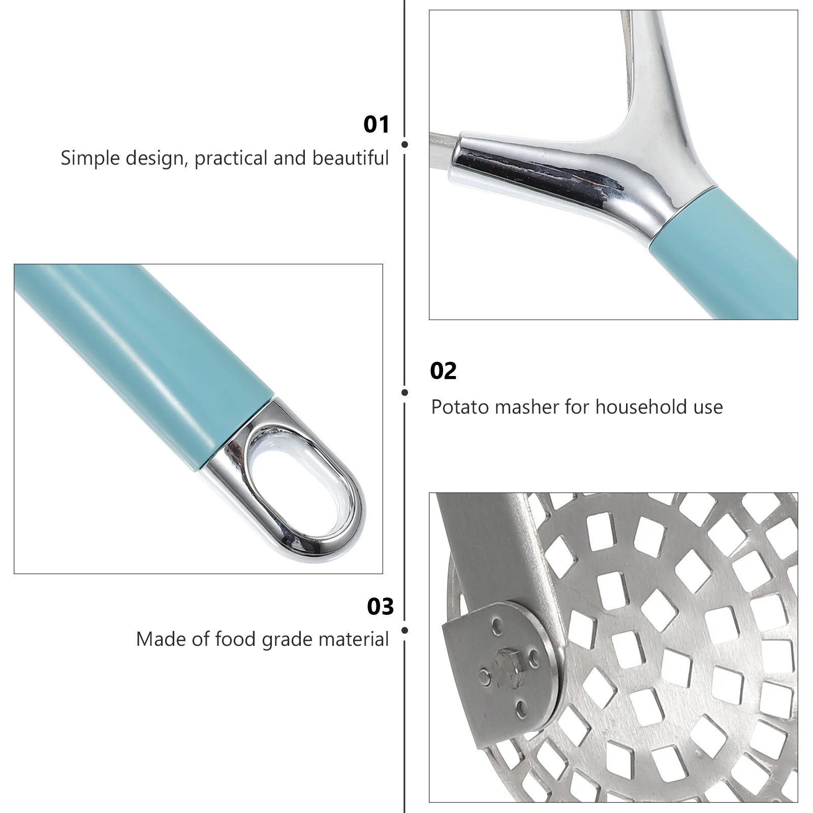 

Stainless Steel Potato Masher Thick Comfortable Grip Kitchen Masher Manual Potato Crusher Household Vegetable Ricer