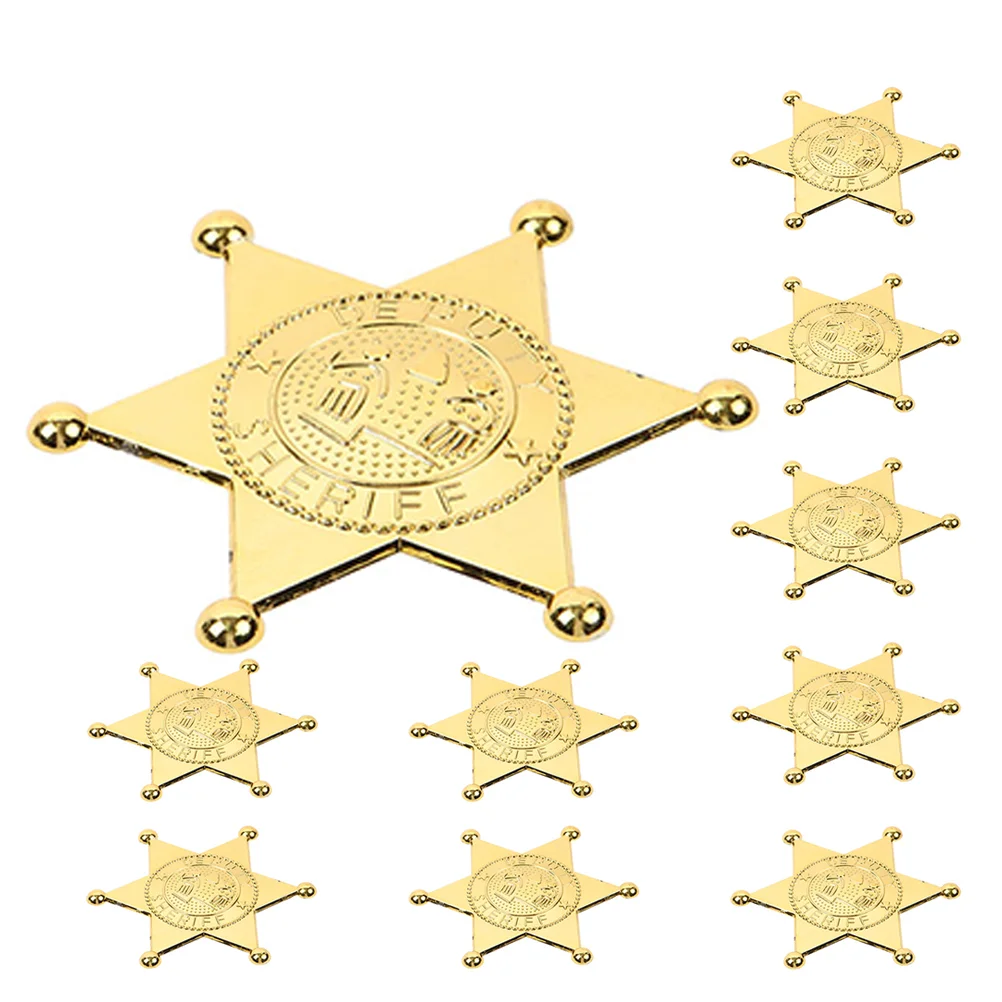 

10 Pcs Detective Badge Police Boutonniere Pins Halloween Costume Medal Western Theme Party Decorations Child