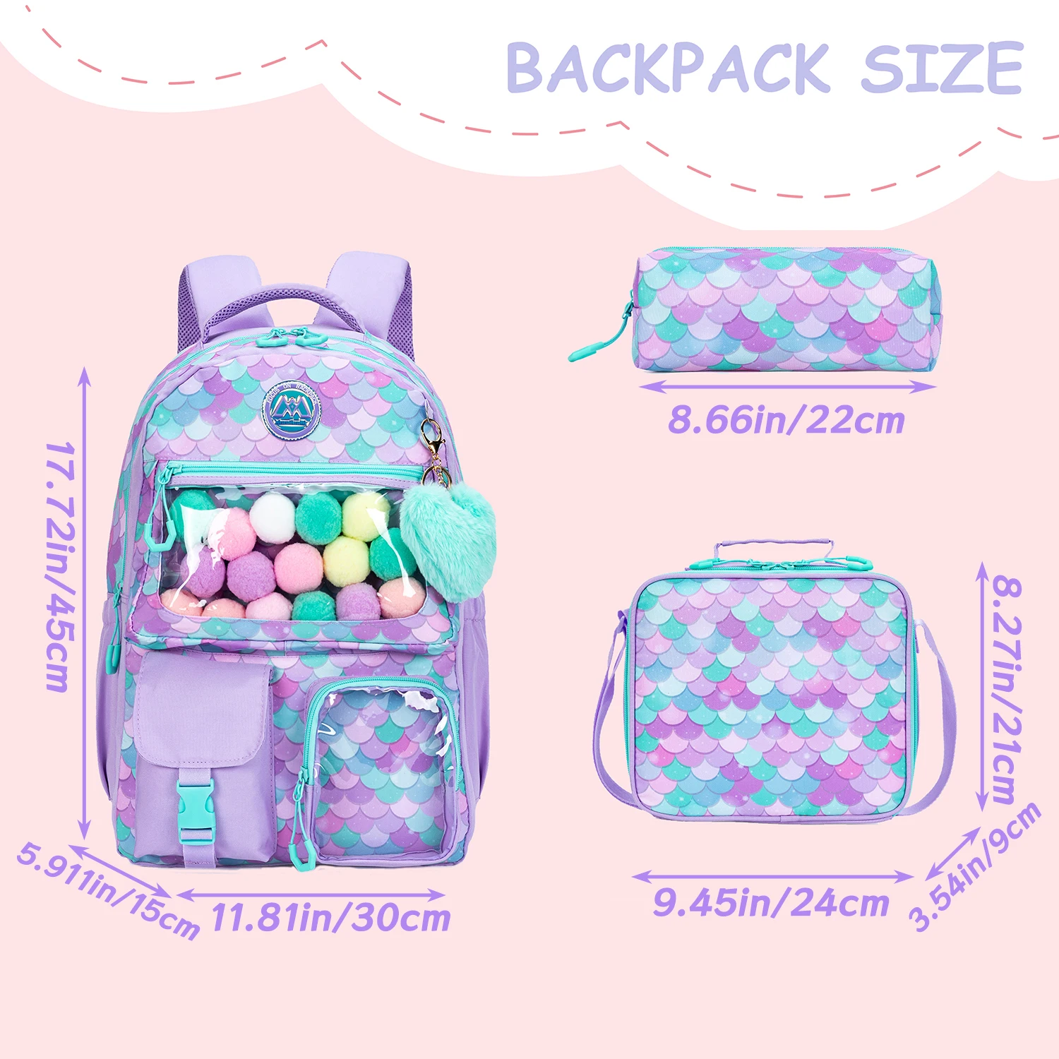 Meetbelify Backpack for Girls School Bag Aesthetic Backpack for Elementary Student Teen Girls