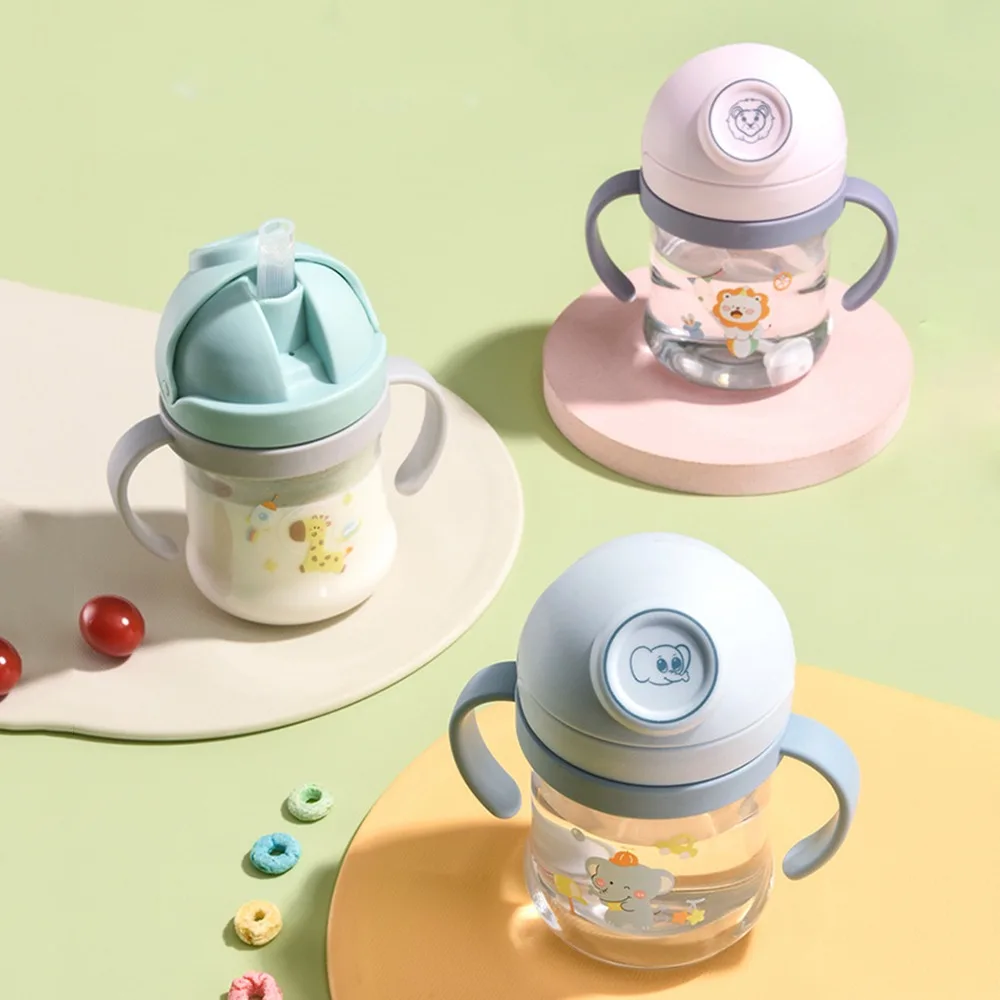 

Reusable Baby Training Cup Cartoon Animals Cute Baby Sippy Cup Durable Leakproof Baby Learning Drinking Cup Feeding Cup