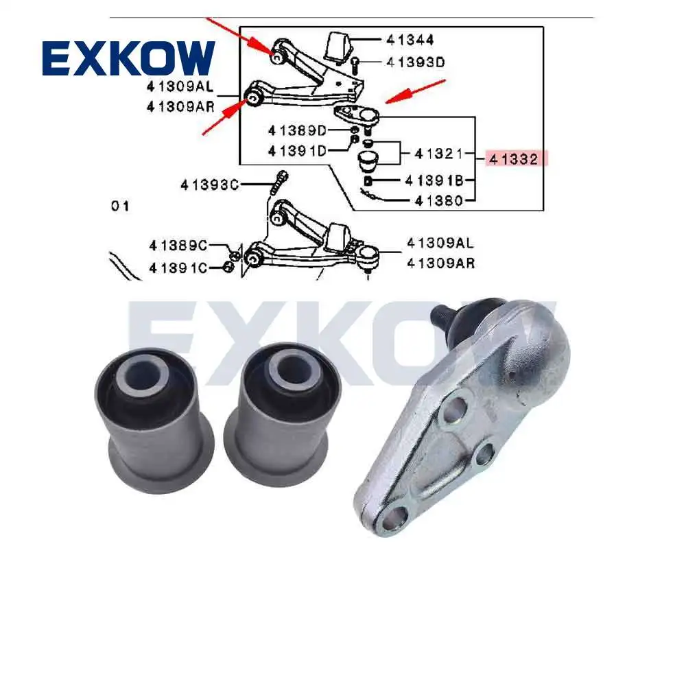 Rear Suspension Upper Arm Ball Joint Bushings Kit for Mitsubishi Pajero Montero III V73 V75 V77 V78 2000-2006 MR508130 MR519399