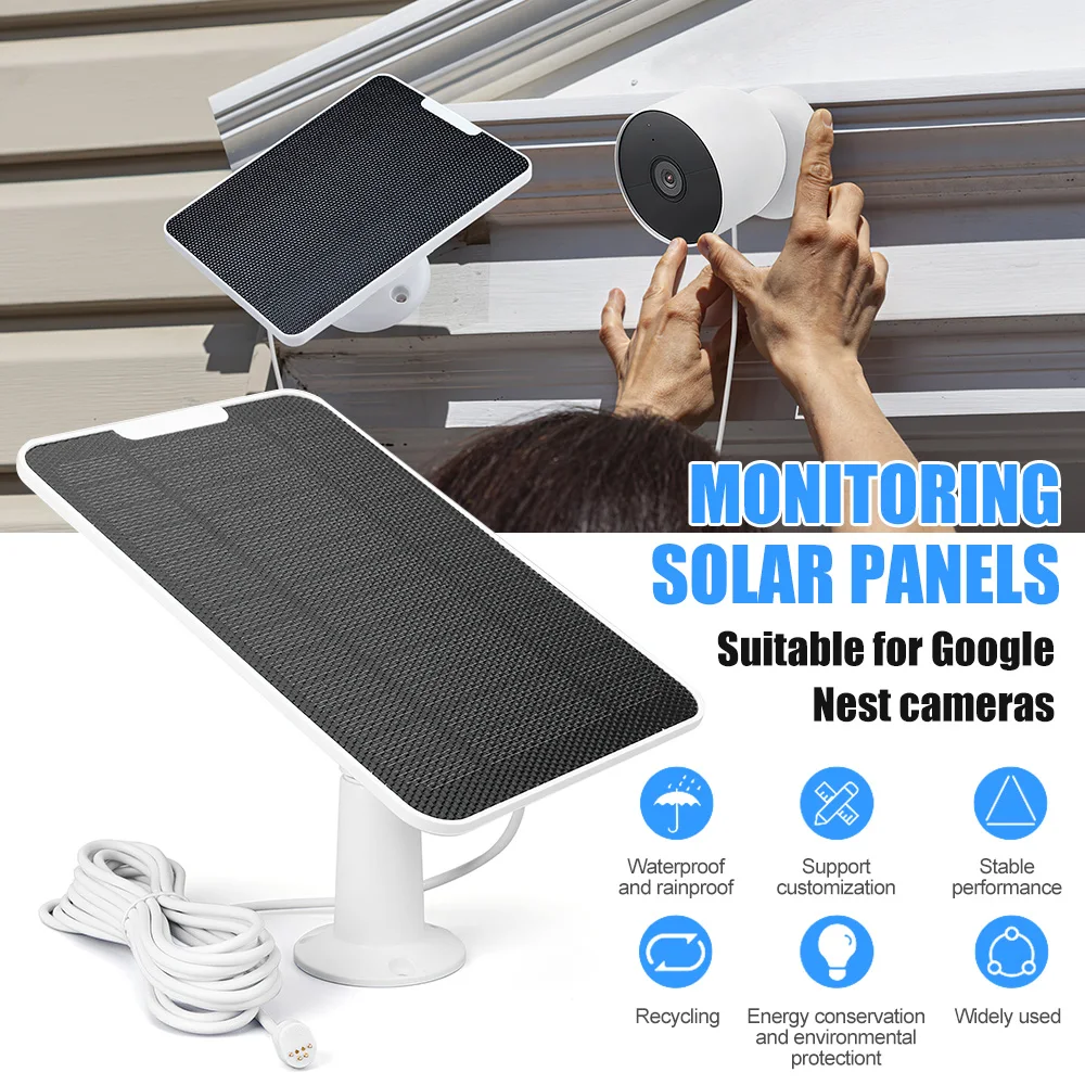 4W 5V Micro Solar Panels 360° Rotation IP65 with Rack Screwdriver Wall Mount Solar Panels for Google Nest Camera Outdoor Indoor