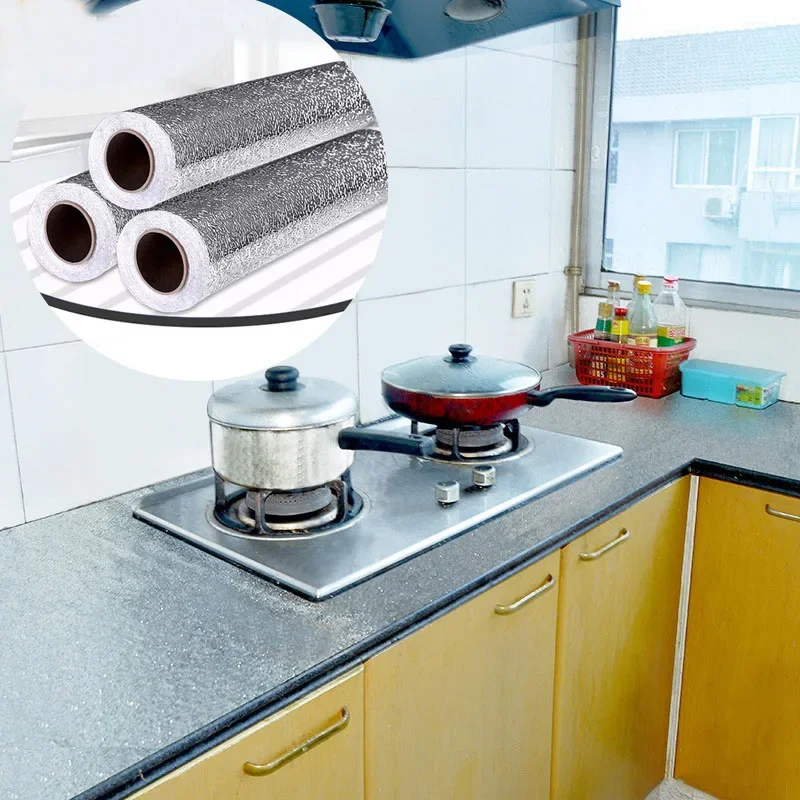 

Kitchen Wall Stove Aluminum Foil Oil-proof Stickers Anti-fouling High-temperature Self-adhesive Croppable Wallpaper Wall Sticker