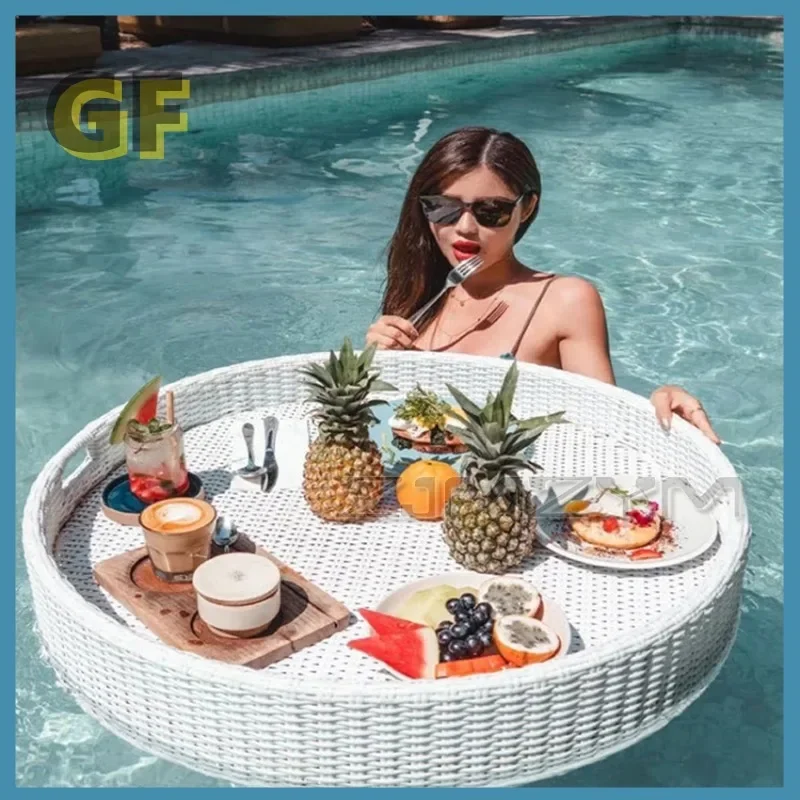 Bali Rattan Tablett Schwimmbad Schwimmendes Rattan Tablett Frühstück Nachmittagstee Speiseteller Hotel Rattan Korb