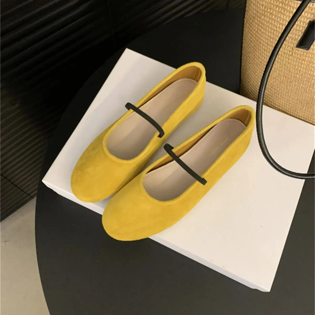 Bailamos New Women Flats Fashion Suede Round Toe Ladies Elegant Ballerinas Shoes Casual Slip On Mary Jane Shoes Mujer