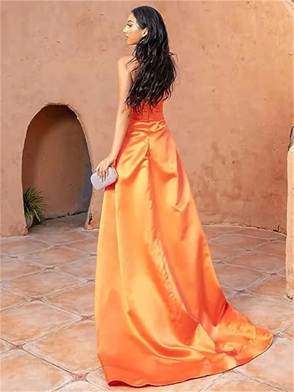 Shiyicey Orange Sleeveless Ball-Gown Sequin Sweetheart Floor-length Lace Up Long Prom Party Dresses Elegant Woman Evening Gowns