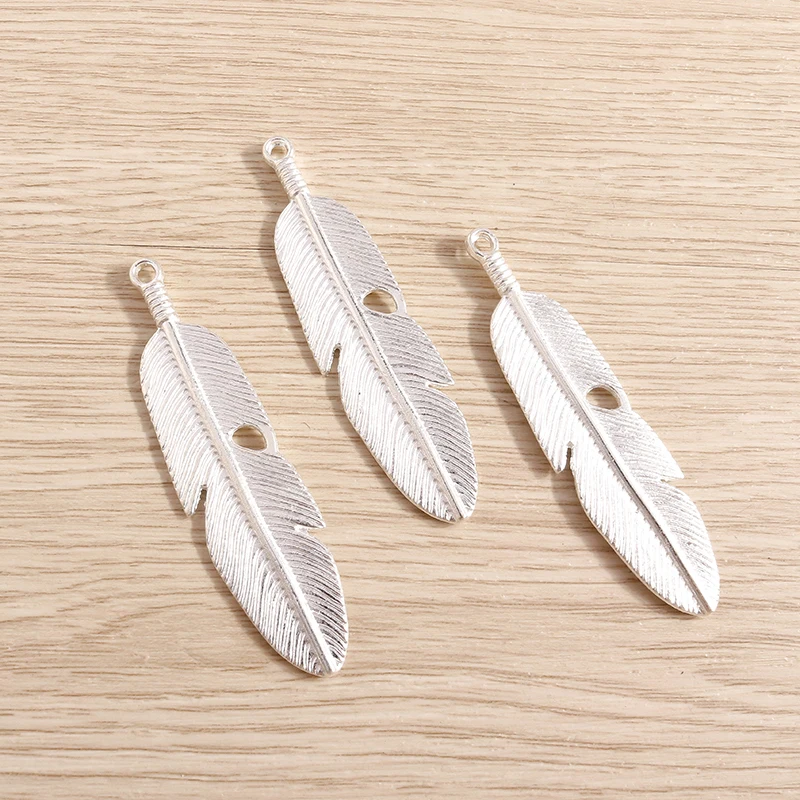 Tusember 10 Stück 15*61mm Große 2-Farbige Blatt-Feder-Anhänger für Halsketten, Ohrringe, Schlüsselanhänger, Handgemachtes Bastelzubehör – Detail 3