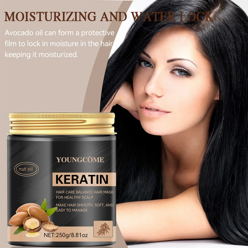 

Nut Oil Keratin Hair Mask Quickly Absorbs Making Hair Soft Shiny Long-lasting Moisturizing Water Locking Rich VitaminE VitaminA