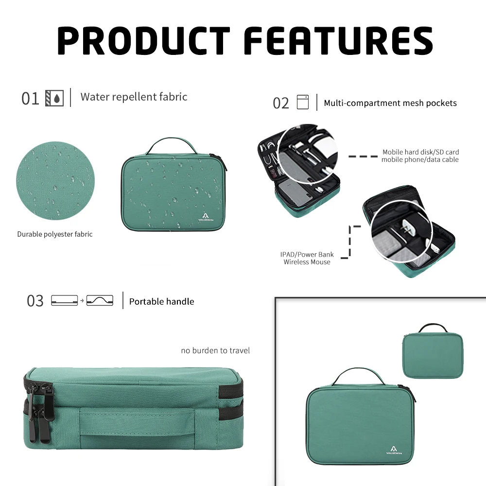 Sac de rangement de câbles Portable pour voyage, pochette de rangement d'accessoires électroniques pour cordon de chargeur, étui à gadgets d'affaires scolaires