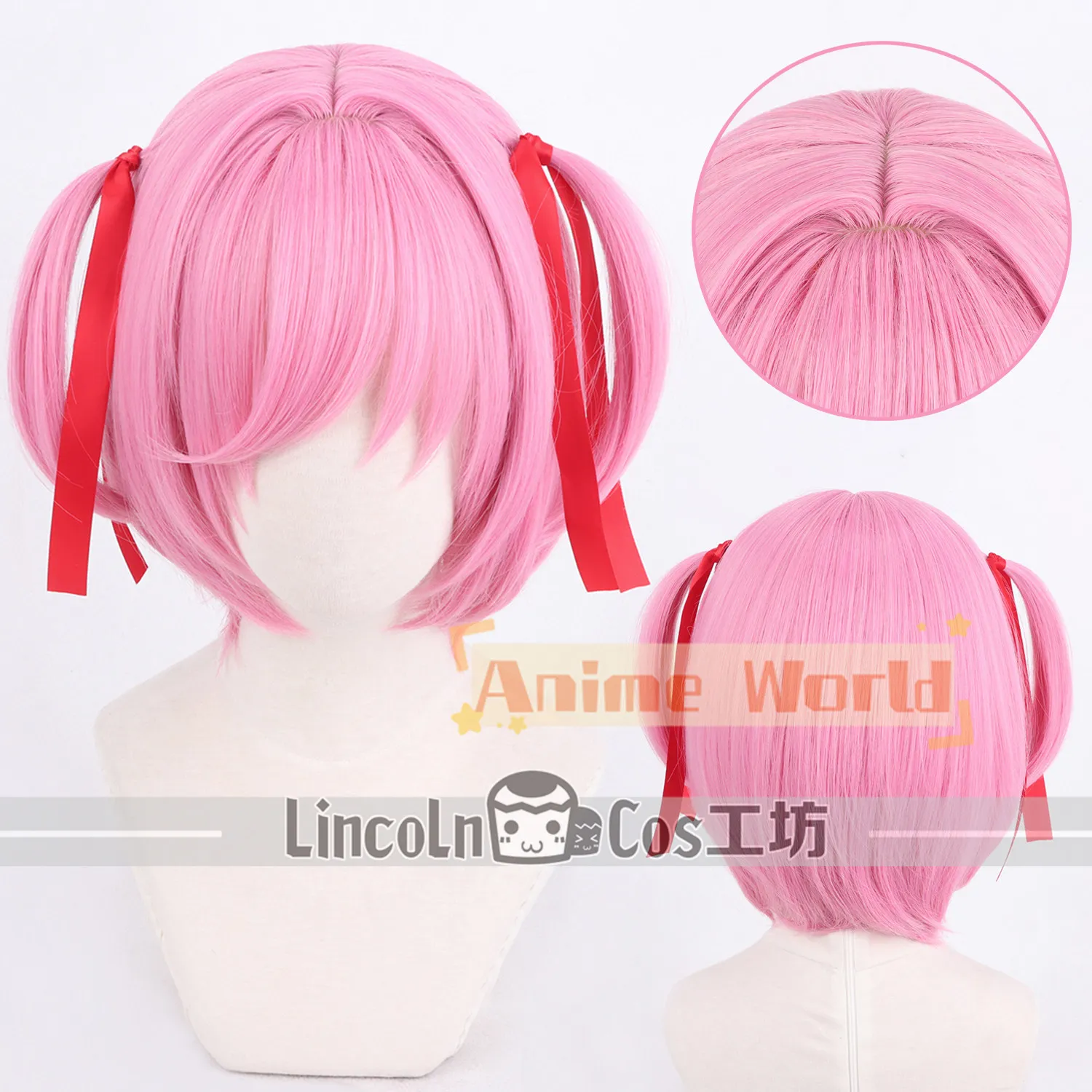 

Anime Doki Doki Literature Club Natsuki Cosplay Wig Halloween Carnival Party Props Synthetic Hair Heat Resistant Fiber + Wig Cap