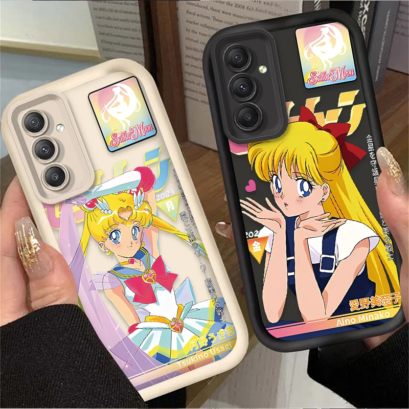 Anime S-Sailors Moons Phone Case For Samsung Galaxy A14 A15 5G S21 S22 S23 S24 5G FE Plus Ultra A25 A35 A52 A53 A54 A55 5G Girl