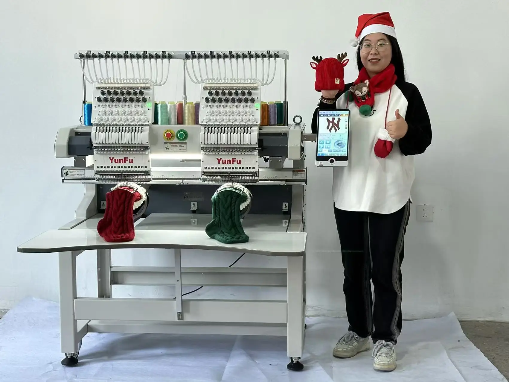 2-Head Computerized Embroidery Machine with Motor for Mass T-Shirt Embroidery Retail & Printing Shops Use Long Service Life