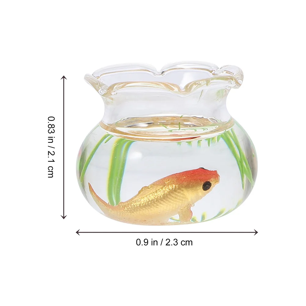 

4Pcs Mini Goldfish Bowl Ornament for Micro House 1:12 Scale Living Room Bedroom Study Room Decor Miniature House Decorations
