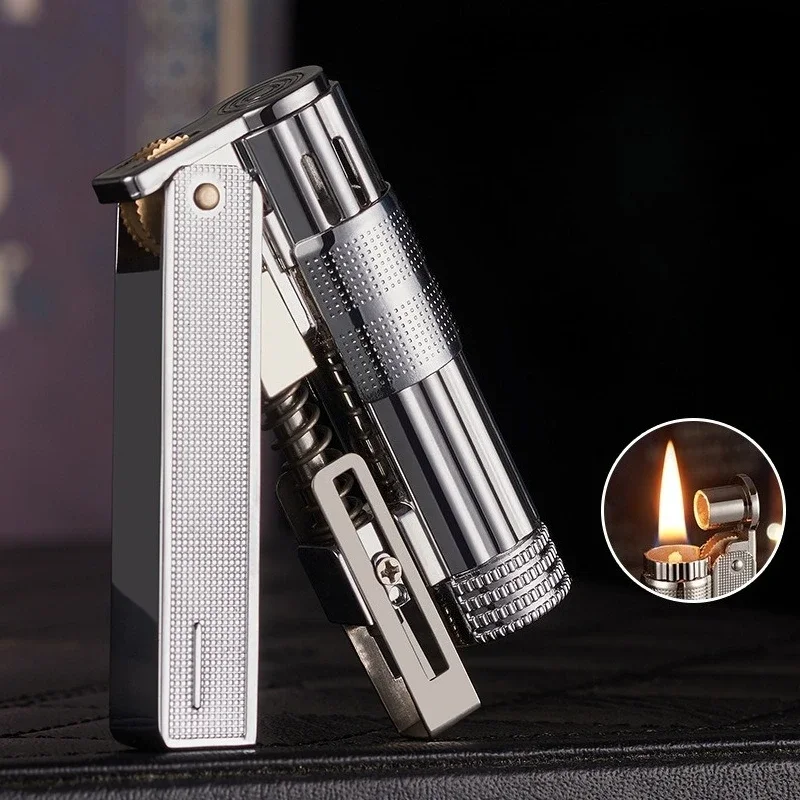 Vintage Metal Kerosene Lighter Vintage Windproof Grinding Wheel Ignition, Refillable, Collectible Gifts for Men - Image 2