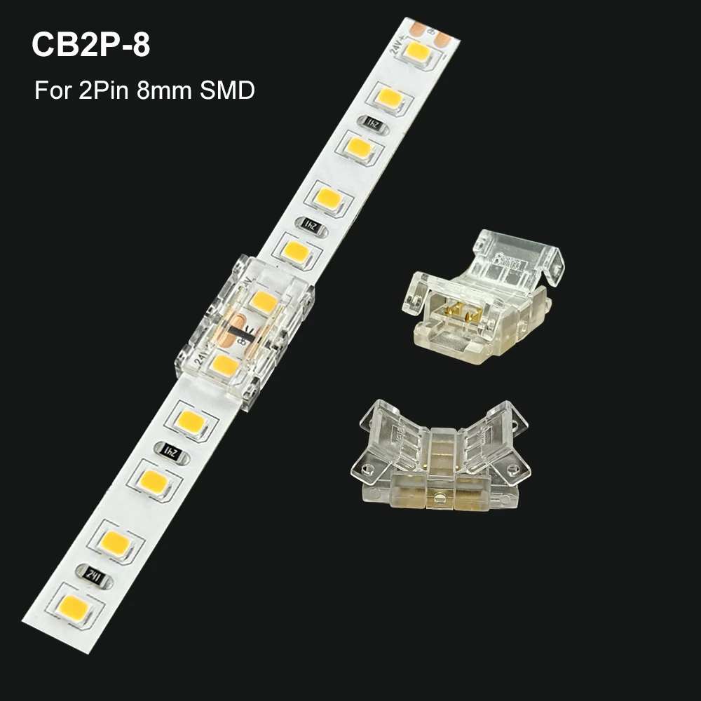 COB LED-Lichtstreifen Transparenter Lötfreier Hutverbinder L-förmige Kristallschnalle Geeignet für 5mm 8mm 10mm 2PIN 3PIN 4PIN – Detail 4