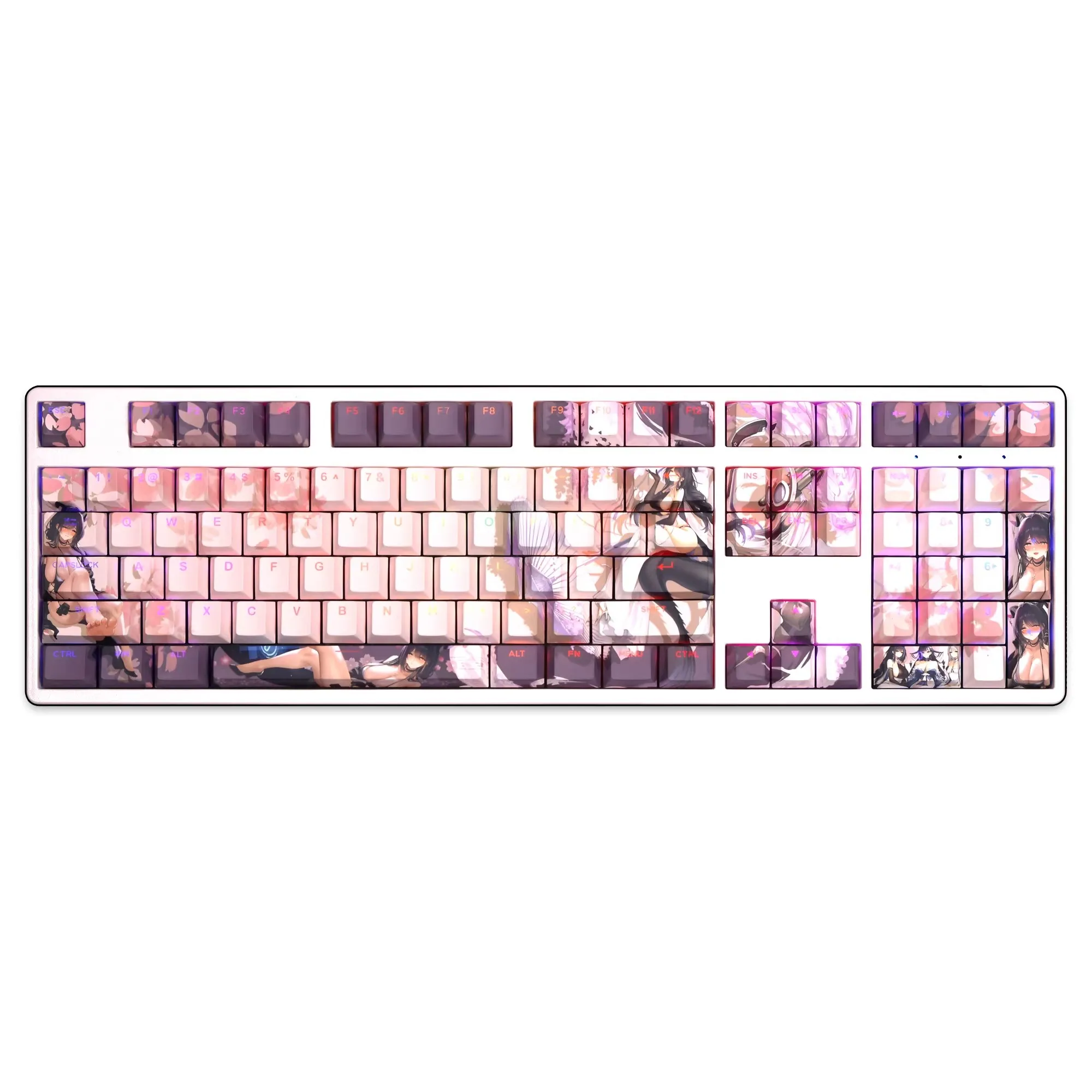 108 Keys/set Azur Lane Nayoro‌ Keycap PBT Top Backlit Keycaps Cartoon Anime Gaming Key Caps For ANSI 61 87 104 108 Keyboards
