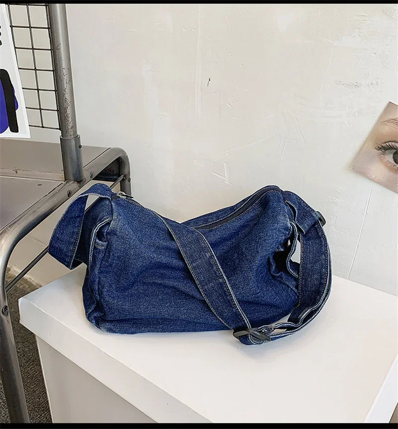 2023 Vintage Style Women Shoulder Bags Denim Cross Body Bags Harajuku Jeans Book Bags For Girls College Student purses handbags