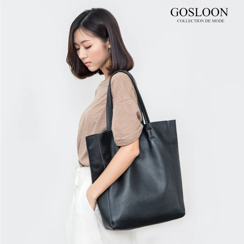 

GOSLOON Luxury Soft Genuine Leather Women Shoulder Bags Large Capacity Female Totes Bag Original Leather Lady Handbag Casual