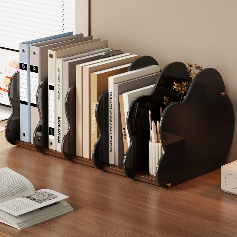 

Modern Acrylic Bookshelf Desktop Dividable Storage Rack Large Capacity Office Desk Document Organizer for Home Stationery