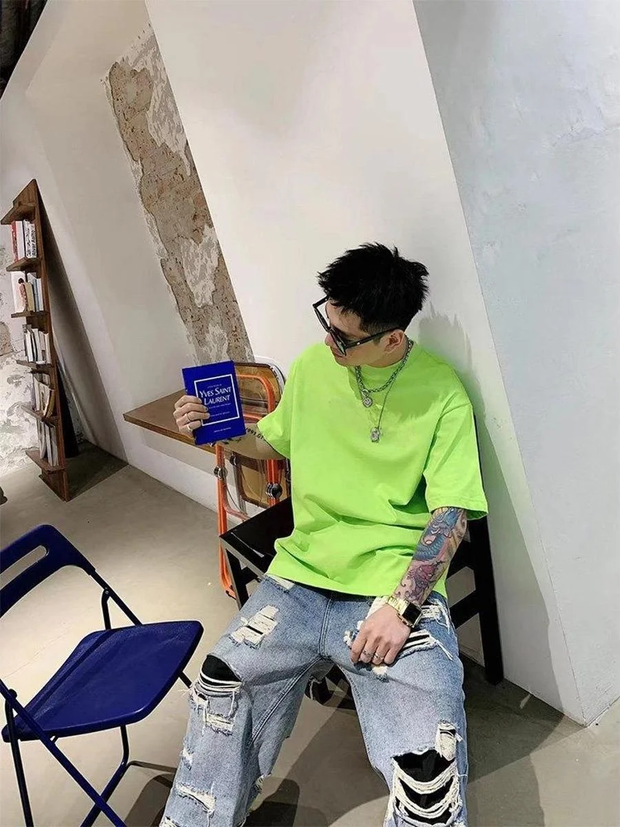 夏用メンズtシャツ-ルーズフィット-半袖-丸首-カジュアルスタイル-レタープリント-ハーフスリーブトップ-プラスサイズ-300ポンドまで対応