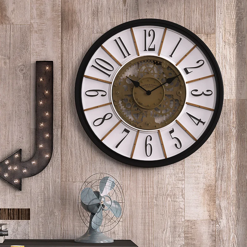 

Creative Large Wall Clock Living Room Vintage Numbers Silent Wall Clock European Style Zegar Scienny Household Products