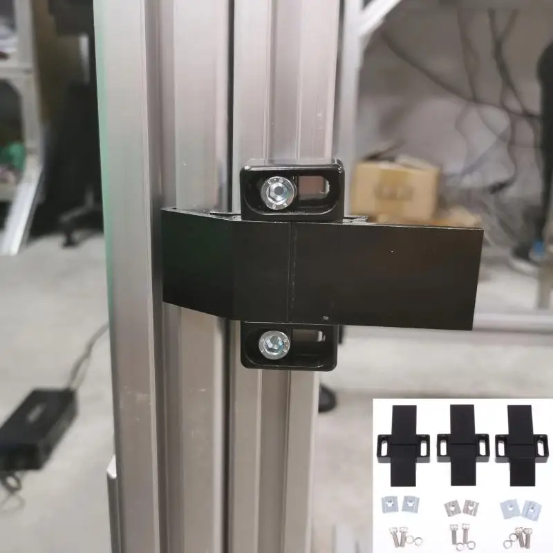 Black Aluminum Alloy Door Hasp Lock Frame Fixing Parts Suitable For 3030 4040 4545 European Standard Aluminum Profile