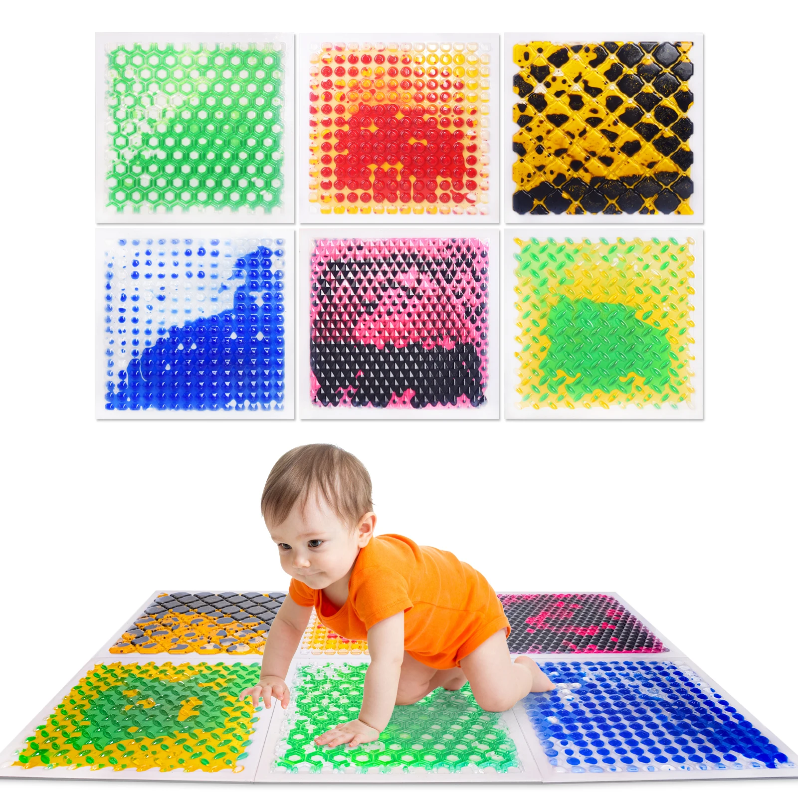 

Sensory Tiles Safe Textured Liquid Tiles Kids Sensory in Therapy Clinics - Sensory Mat Tile for Special Needs Kids