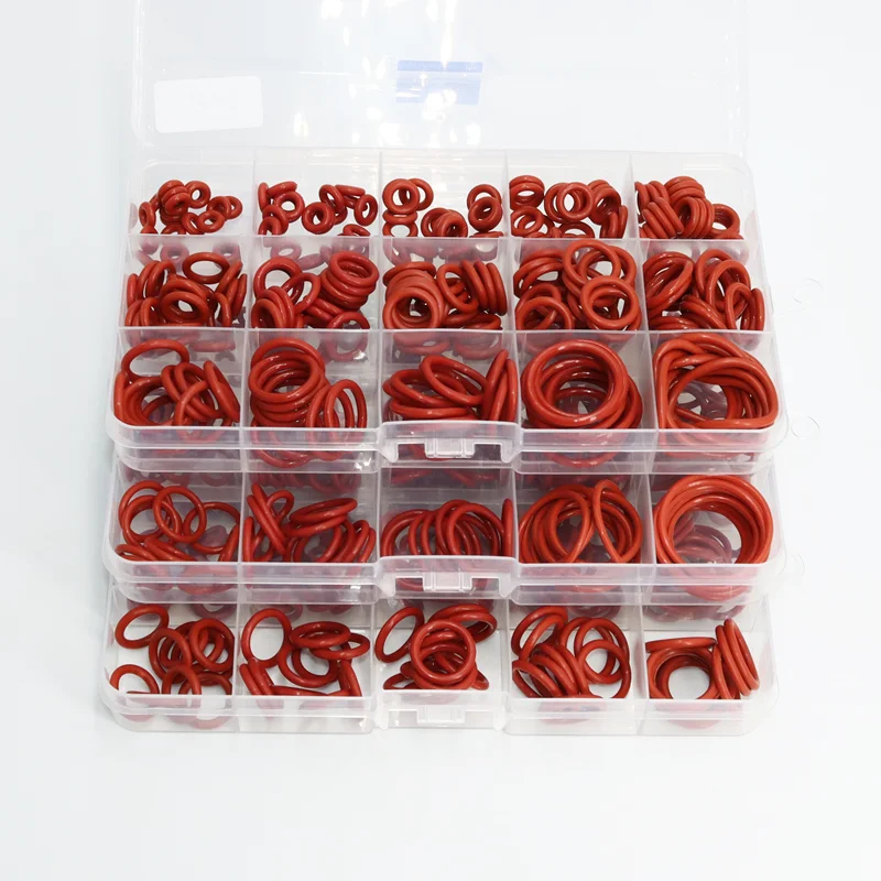 Rote Silikon-O-Ringe, 250–100 Stück, O-Ringe, rote Silikon-VMQ-Dichtung, Dichtungs-O-Ringe, Silikon-Unterlegscheibe, Gummi-O-Ring-Sortiment-Set – Detail 1