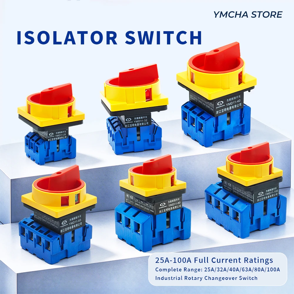 Panel Mount Load Break Disconnect Switch, 3P 4P Main Power Isolation Cut Off Switch For Electrical Cabinet & Machine Equipment