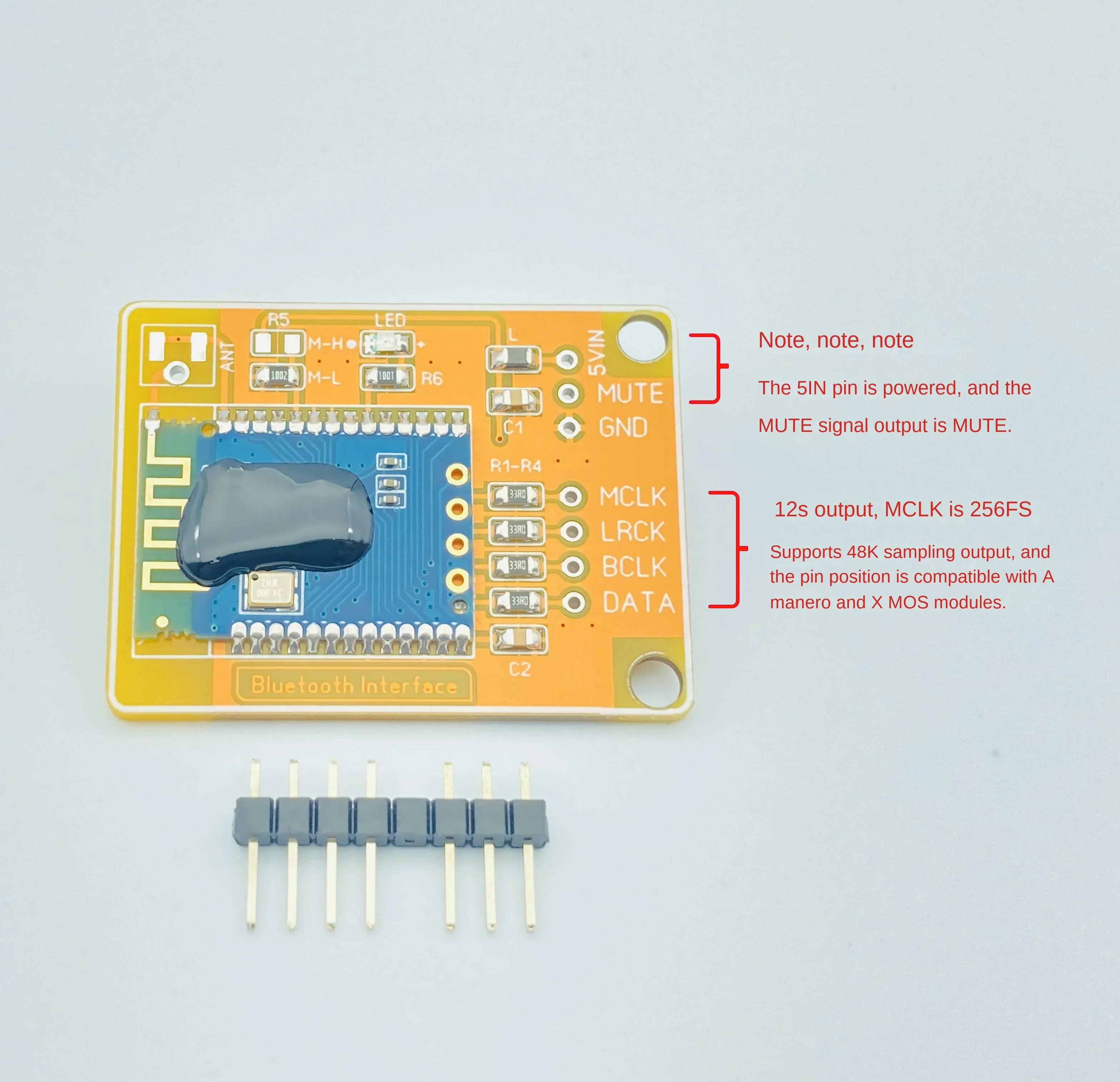 Nvarcher Decodificador Bluetooth Salida Señal IIS compatible con XMOS y Tarjeta USB Amanero