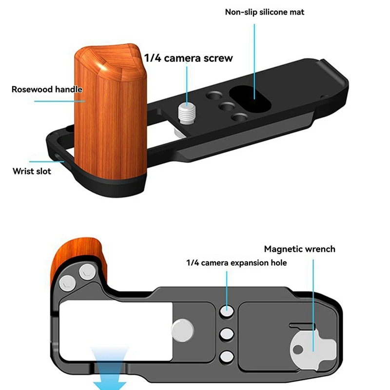 For Fuji X-M5 Camera Handle Bottom Plate Base L Plate For Fuji X-M5 L-Shaped Mounting Plate For Fuji X-M5