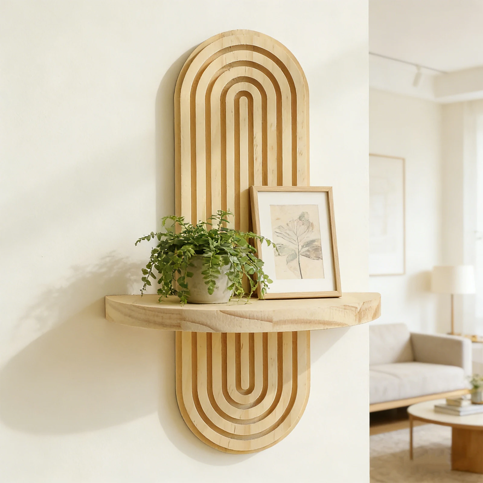 1/2Pcs Decorative Floating Shelves Mid Century Modern Hanging Shelf 11.81inch with Ledge for Home Bathroom Bedroom Living Room