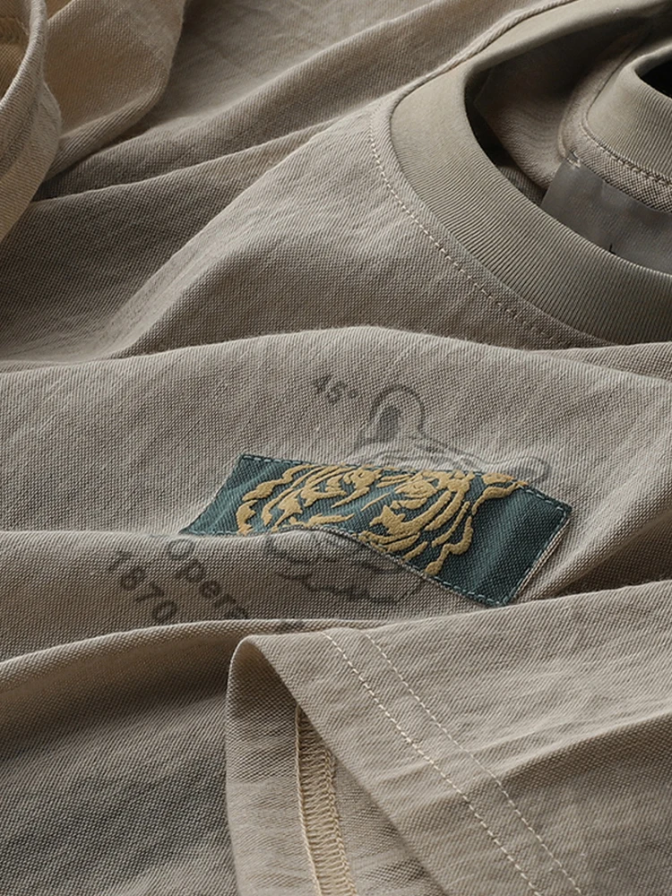 

Thin ort Sve Tiger Head Print Linen T-irt Men's Summer Busin Ice Silk Casual Top round Ne Slim Fit Yout...