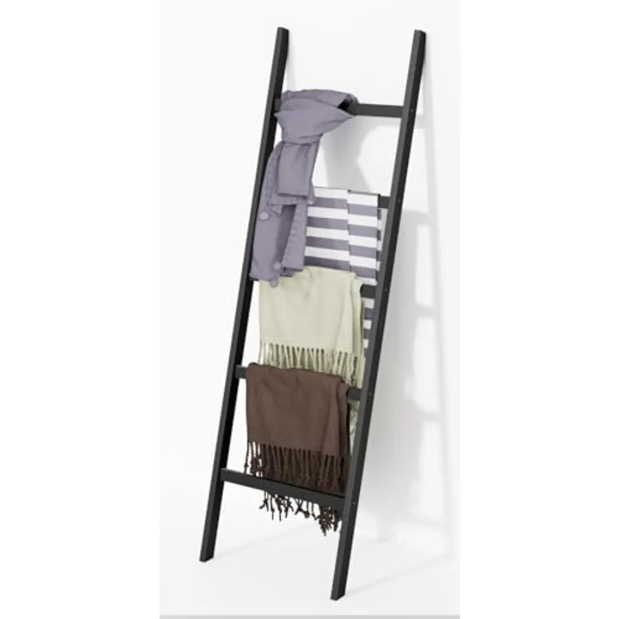 

Bamboo Blanket Ladder 5-Layer Towel Racks Blanket Holder with Anti-Slip Construction Home Decor Decorative Blanket Quilt Towel