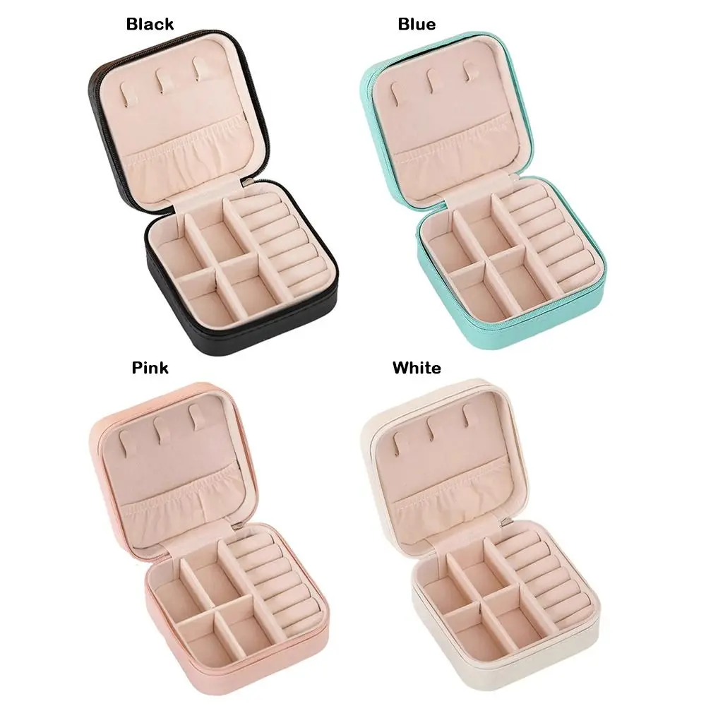 Cute PU Leather Jewelry Box Simple Design Macaroon Style Portable Jewelry Box Mini Size Display Case Storage Solution