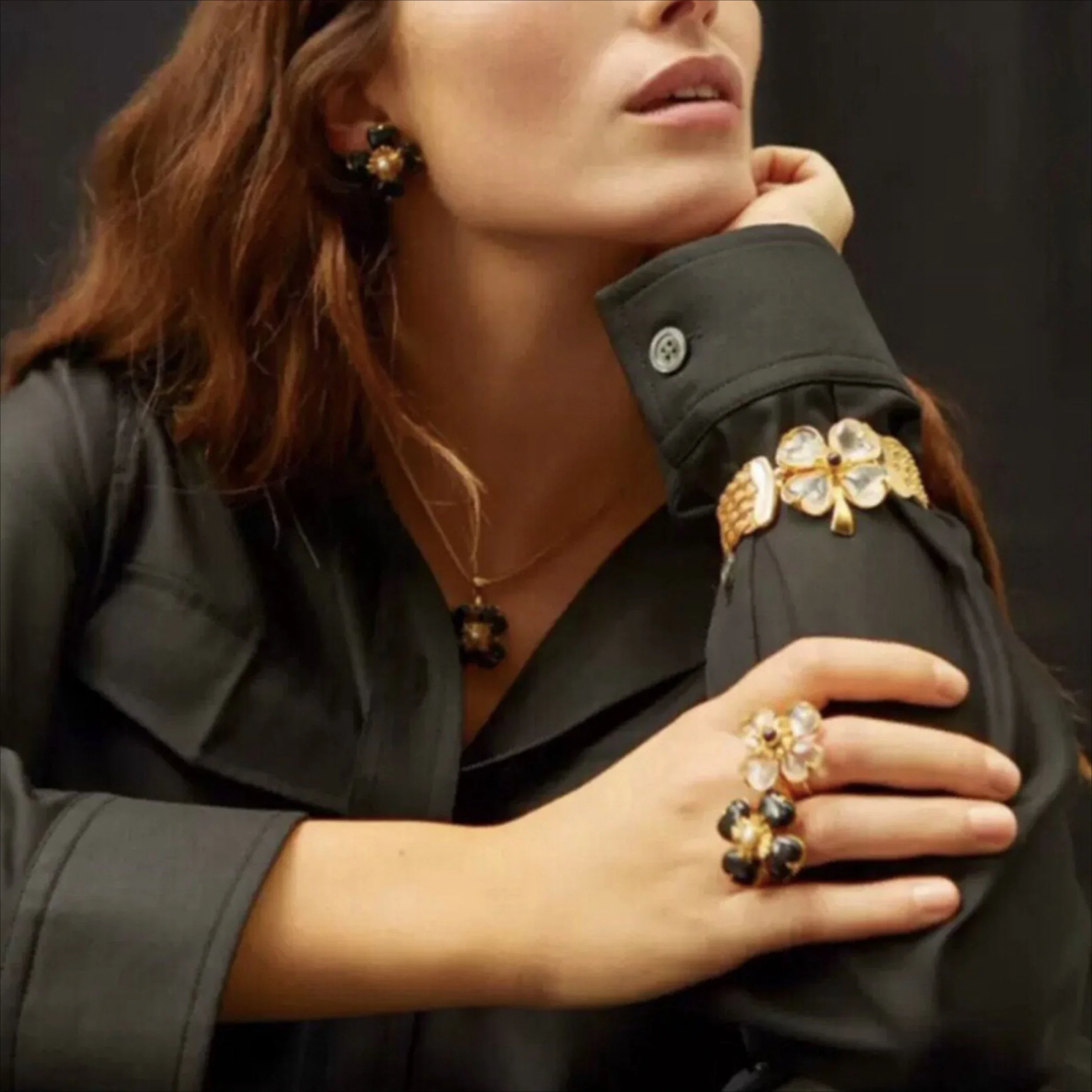 Europejskie i amerykańskie klasyczne kolczyki z naturalnego kamienia, kryształu i koniczyny, luksusowa biżuteria dla kobiet, najnowszy trend w biżuterii z najwyższej półki.