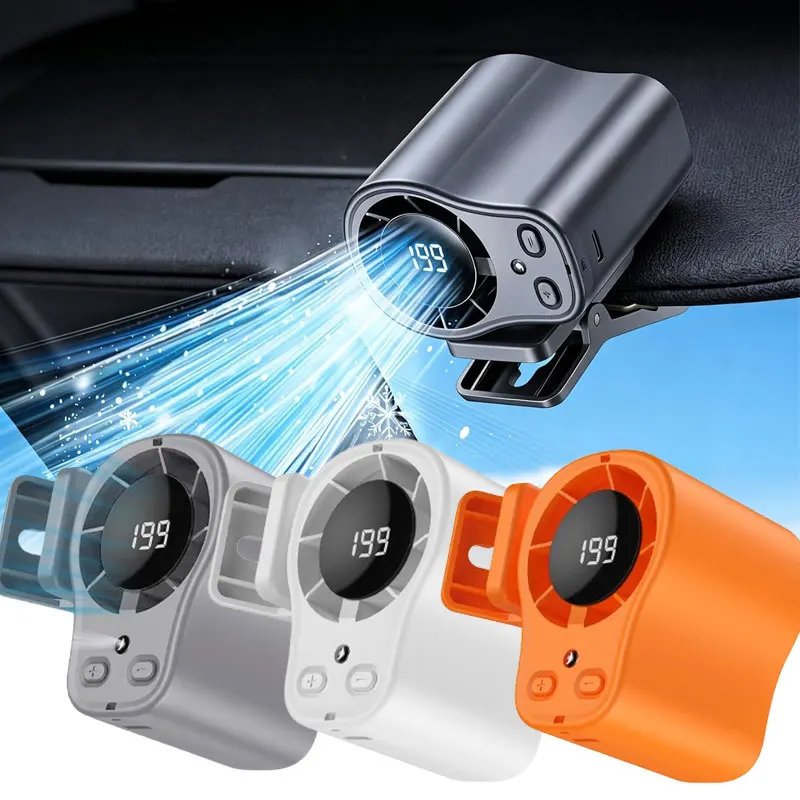 USB Rechargeable Cooling Fan Semiconductor Car Fan Clip on Portable Desk Fans with LED Display 360Rotation Quiet for Car Camping view 2