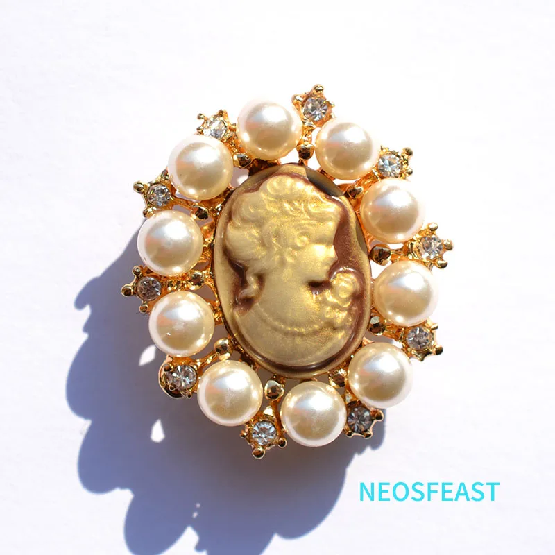 خمر مجوهرات حجر الراين صورة الذهب اللون دبابيس للنساء السيدات هدية سبيكة الصدار اللؤلؤ الثدي دبوس اكسسوارات الملابس