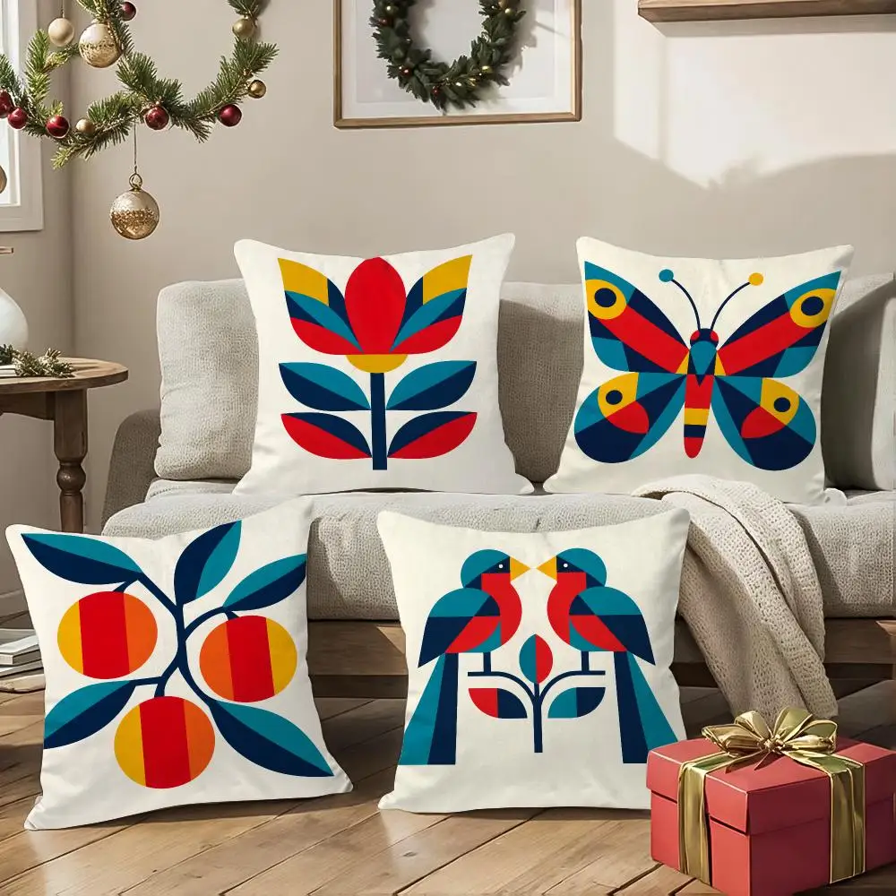 Mid-Century Geometric Cushion Cover Square Decorative Sofa Pillow Case Bedroom Living Room Home Decor Gift