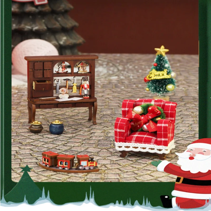 زاوية كتاب عيد الميلاد المبهجة من OUZEY، منزل عطلة خشبي ثلاثي الأبعاد، هدية الموسم الاحتفالي للمراهقين #5