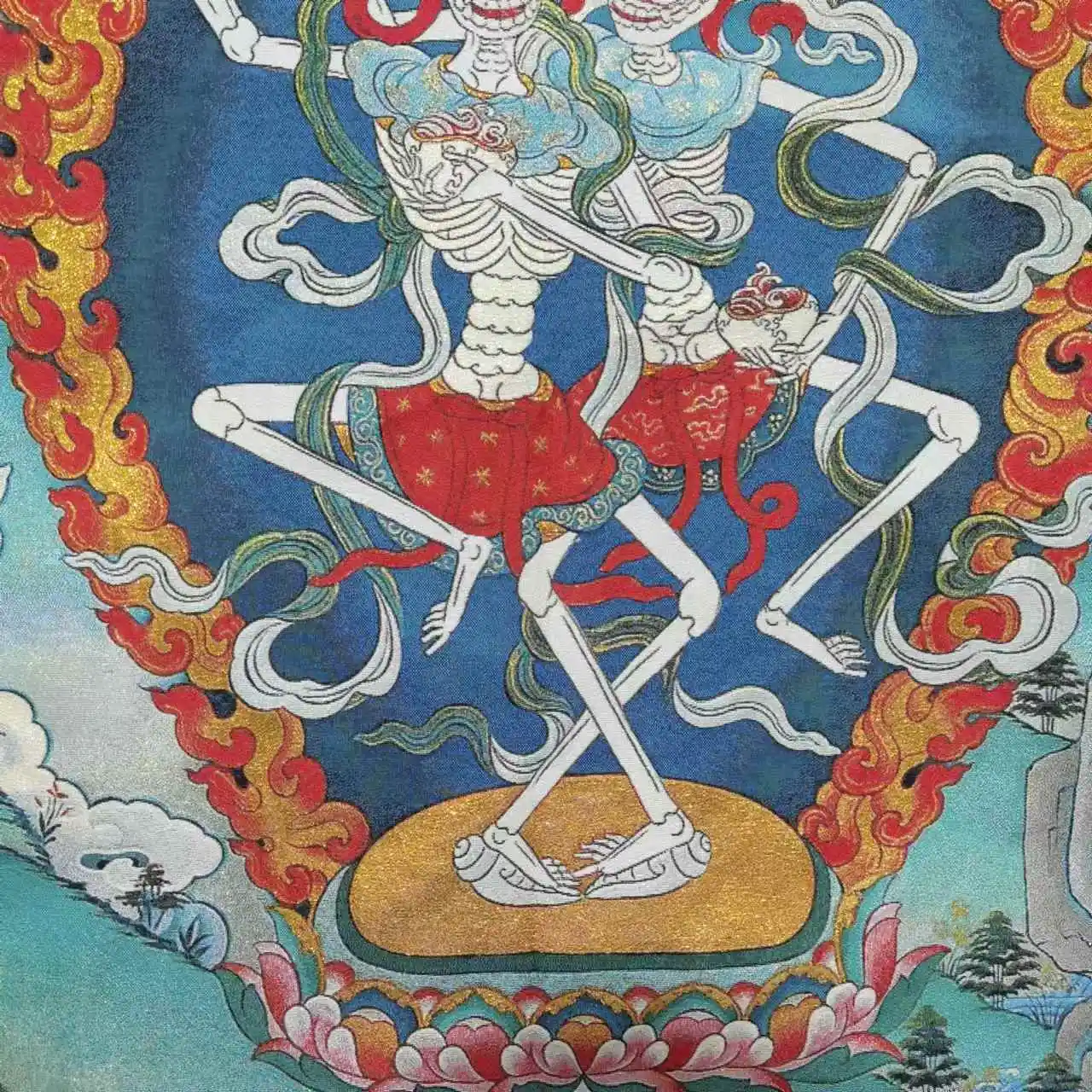 Tangka Embroidery Corpse Tornado Main Statue Chinese Home Decoration Hanging Painting