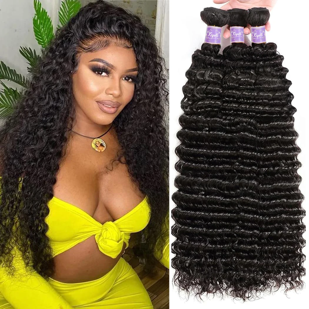 Burmese Curly Bundles 100% human hair Deep Wave Hair Extensions For Women 1/3/4pcs Double Drawn Hair Weaving for Sew In or Wig