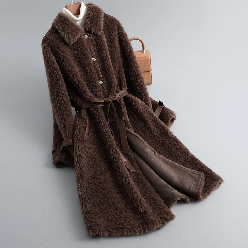 

New Real 2023 Fur Coat Female Jacket Sheep Shearing Winter Clothes Women 100% Wool Fur Coats and Jackets Women Korean AL-22 KJ