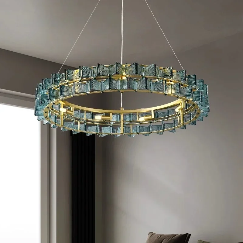 Modern Glass LED Chandelier Creative Design Luxury Suspension Lighting for Living Room Hotel Bedroom